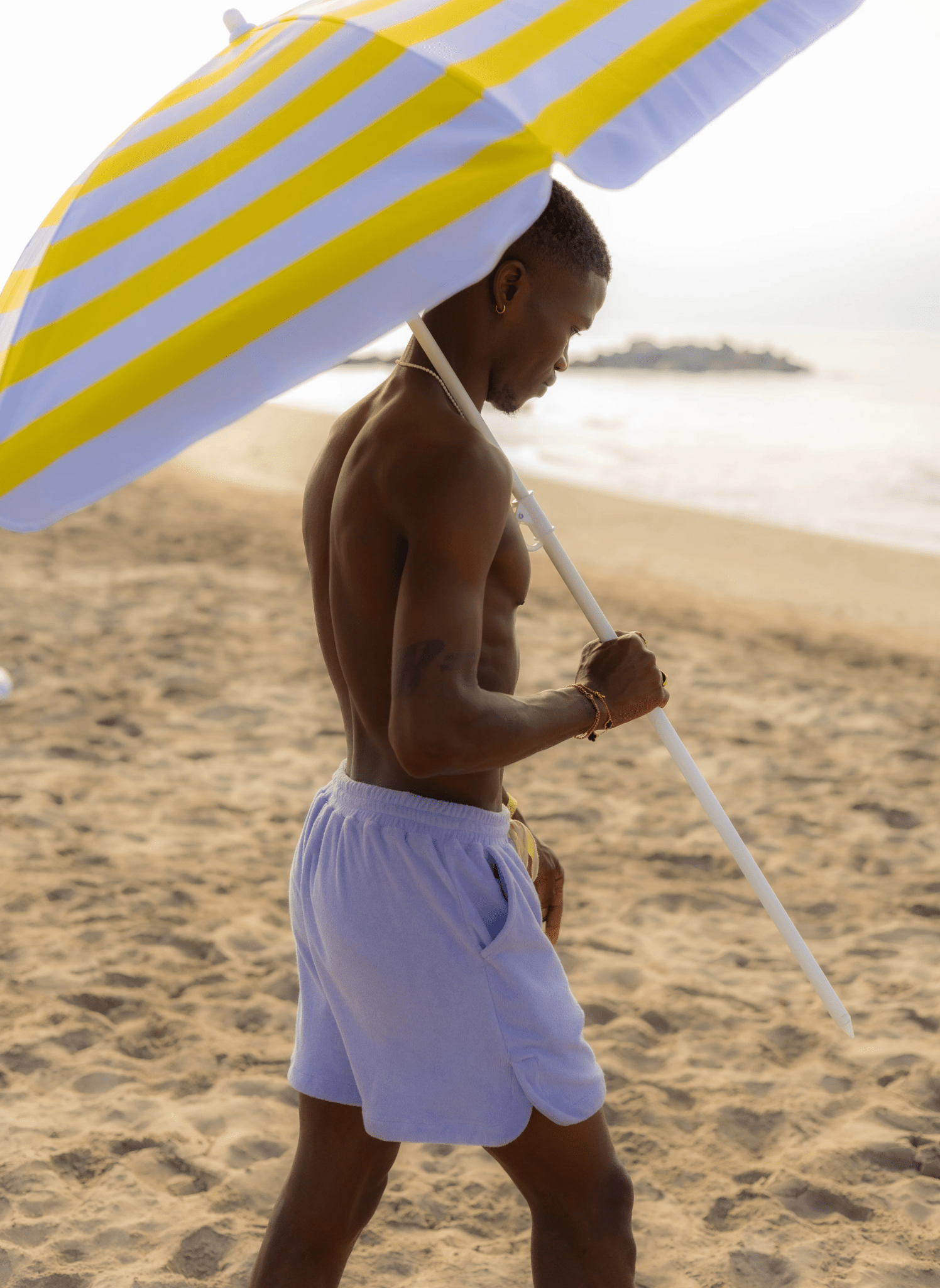 Bongusta Naram Frottee Hose Kurz Lavendel Blau - hei - kju