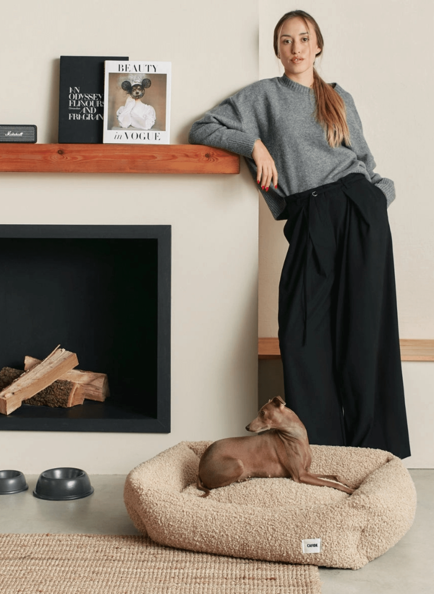 Cafide Beige Fleeced‑Teddy Hundebett / Snozy - hei - kju