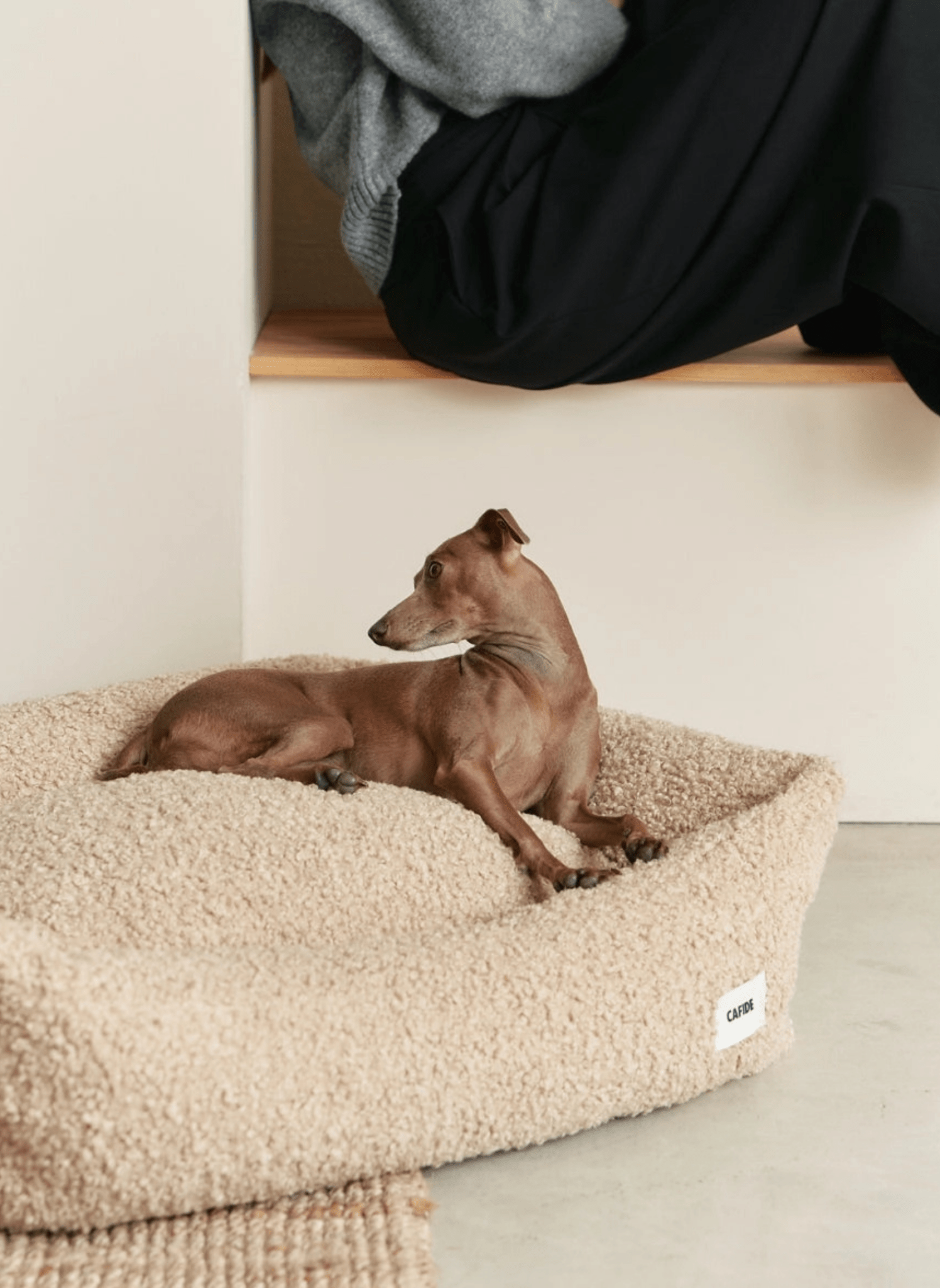 Cafide Beige Fleeced‑Teddy Hundebett / Snozy - hei - kju