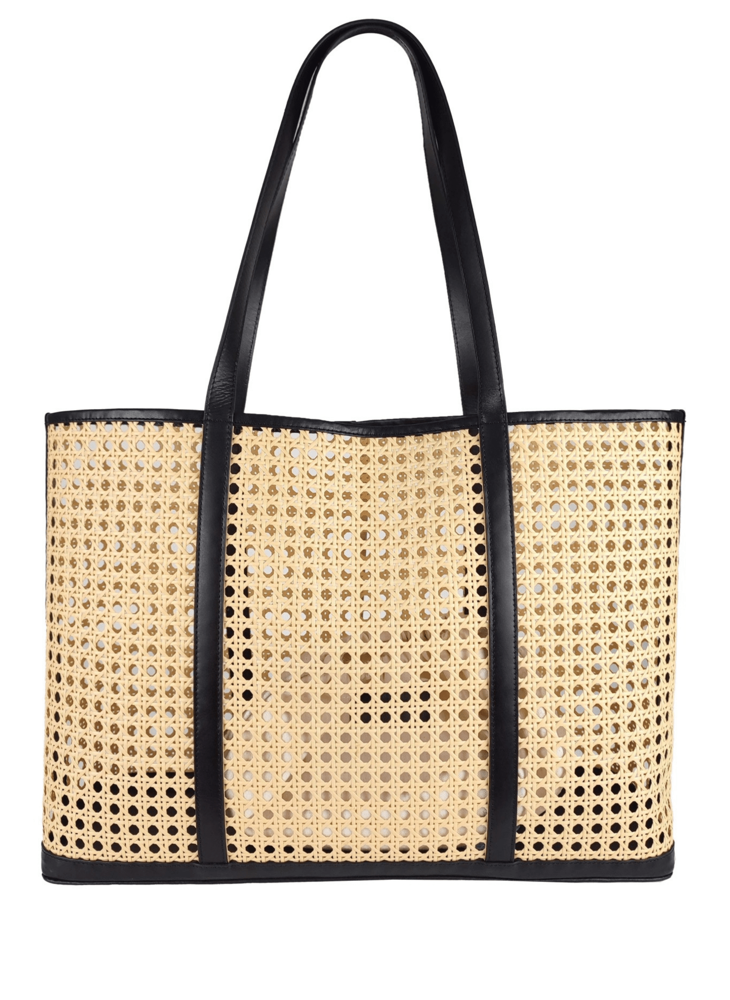 Florence Leather Rattan Tasche mit Leder Details - hei - kju