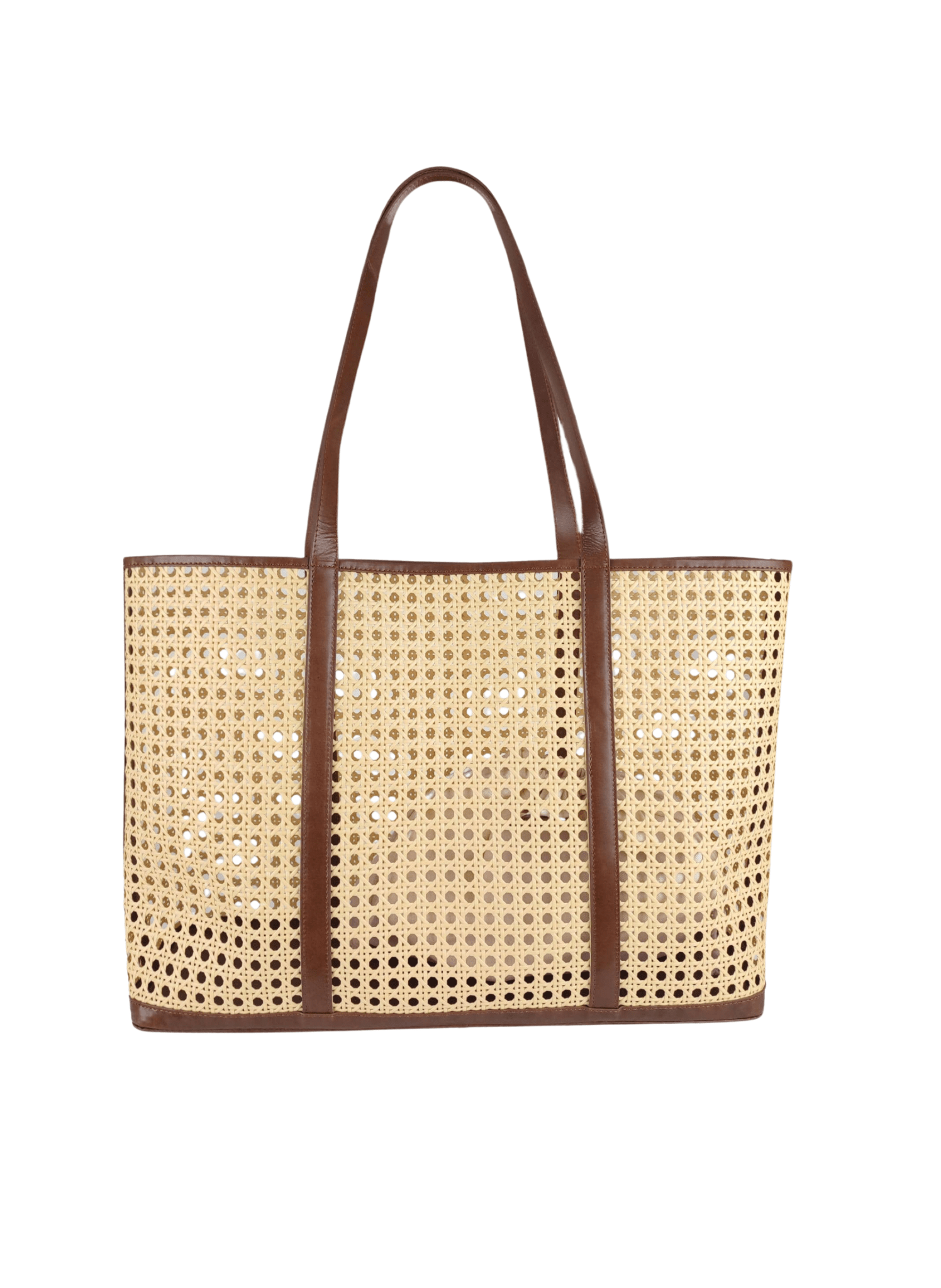 Florence Leather Rattan Tasche mit Leder Details - hei - kju