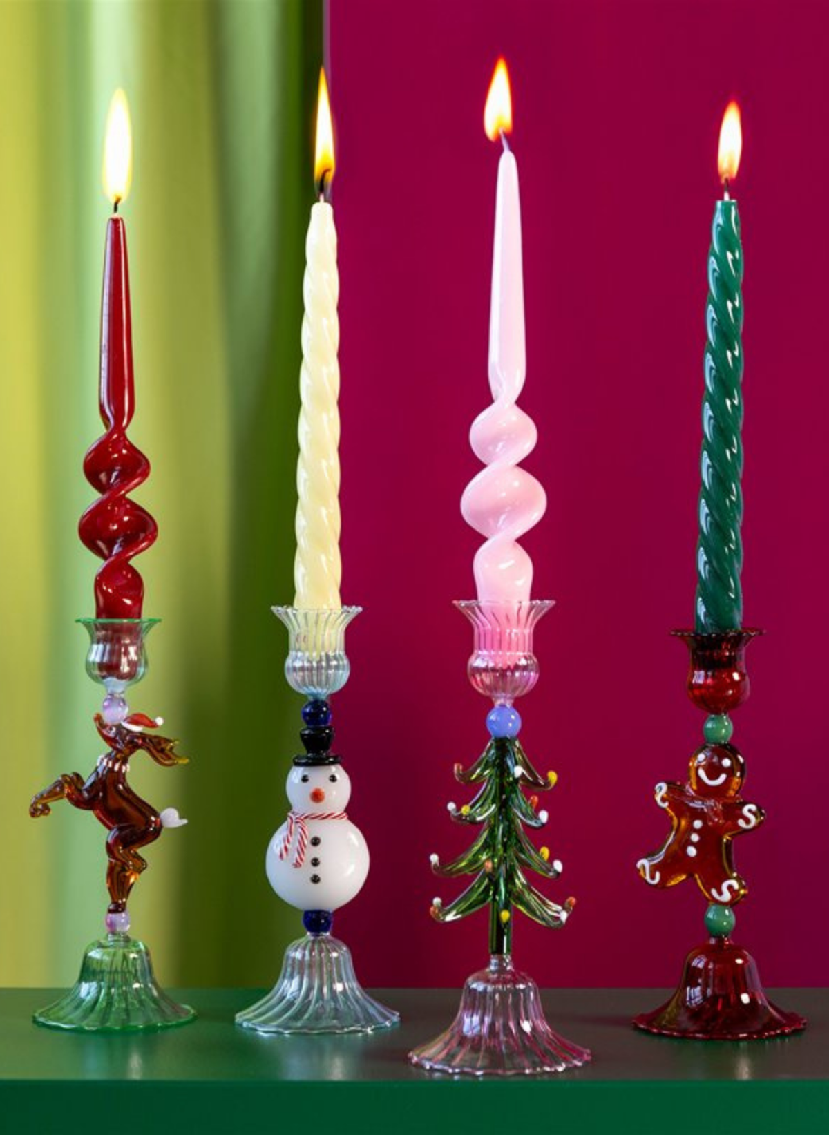 &k amsterdam Mundgeblasener Glas-Kerzenhalter Merry Gingerbread - hei-kju