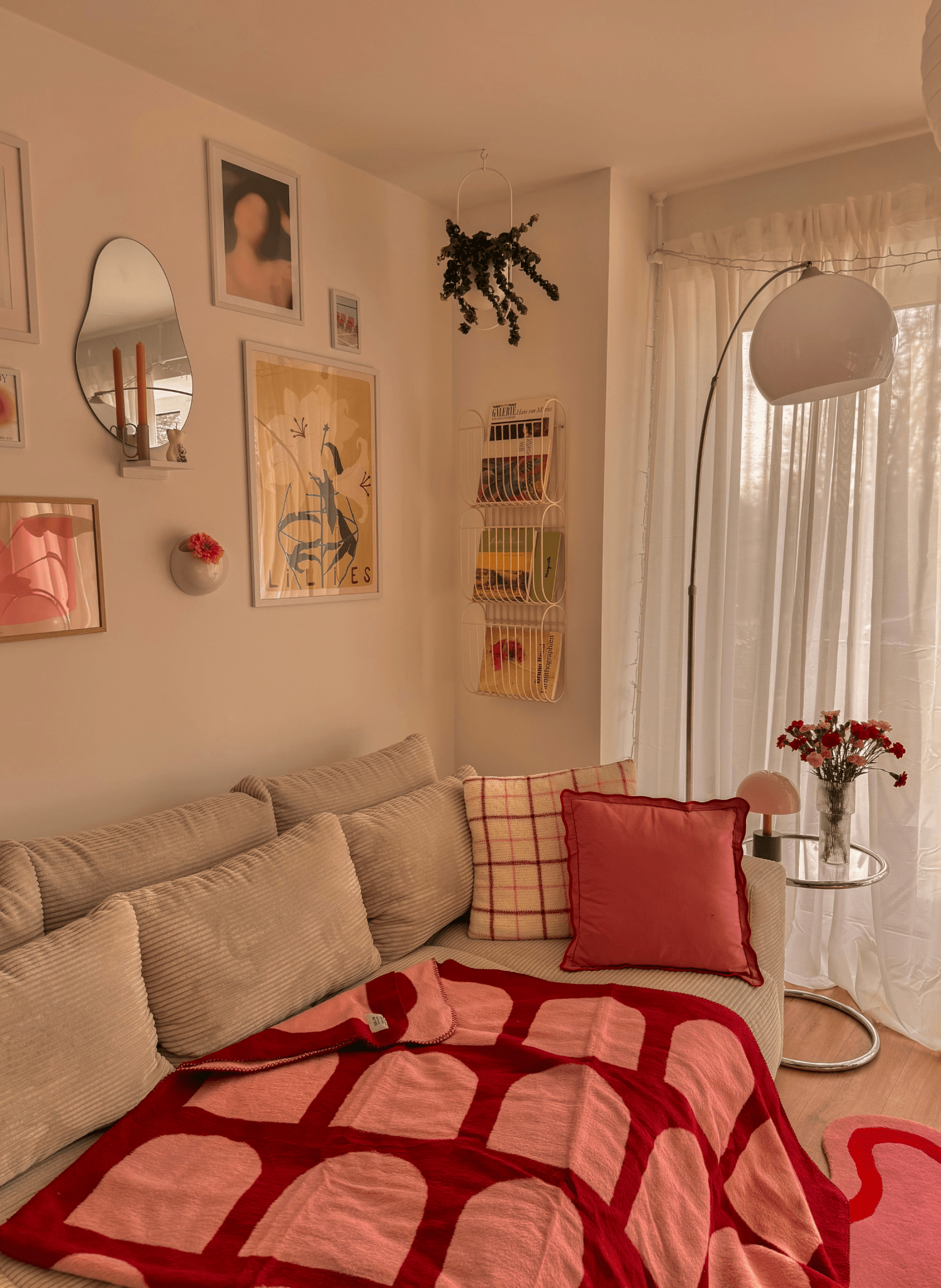 Noo.ma Gilli Decke - Pink / Cherry - bunte kuschelige Überwürfe - hei - kju