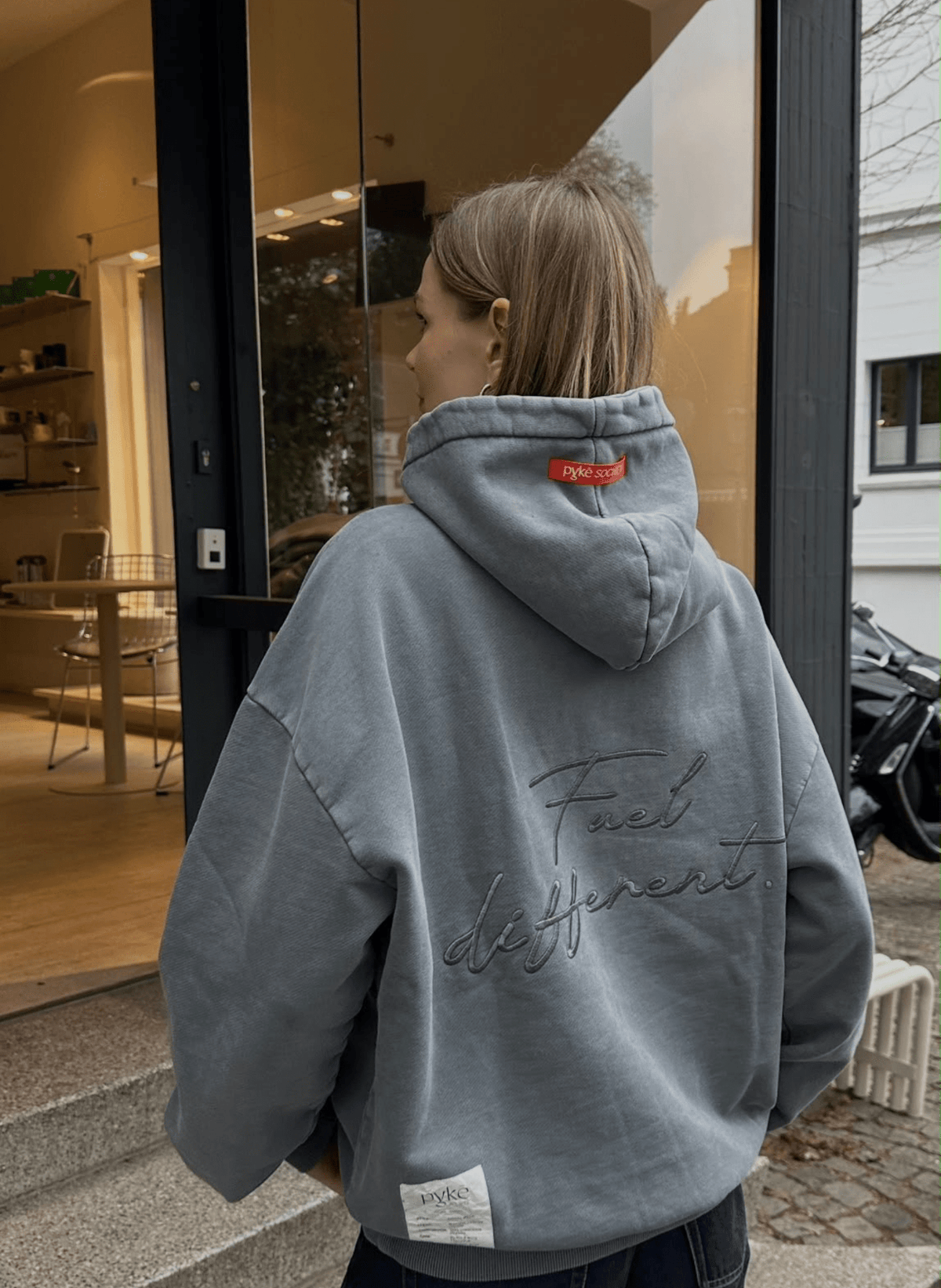 PYKĒ Fuel Different Hoodie - Washed Grey - hei-kju
