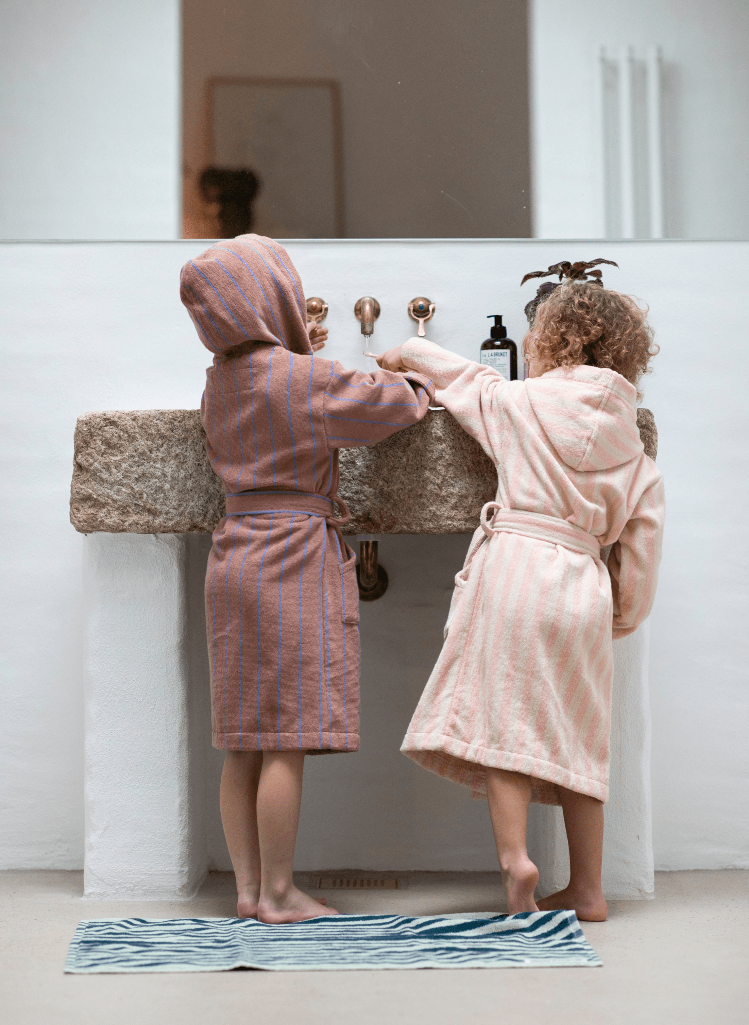 Bongusta Bademantel Naram Braun & Blau Kinder - hei - kju