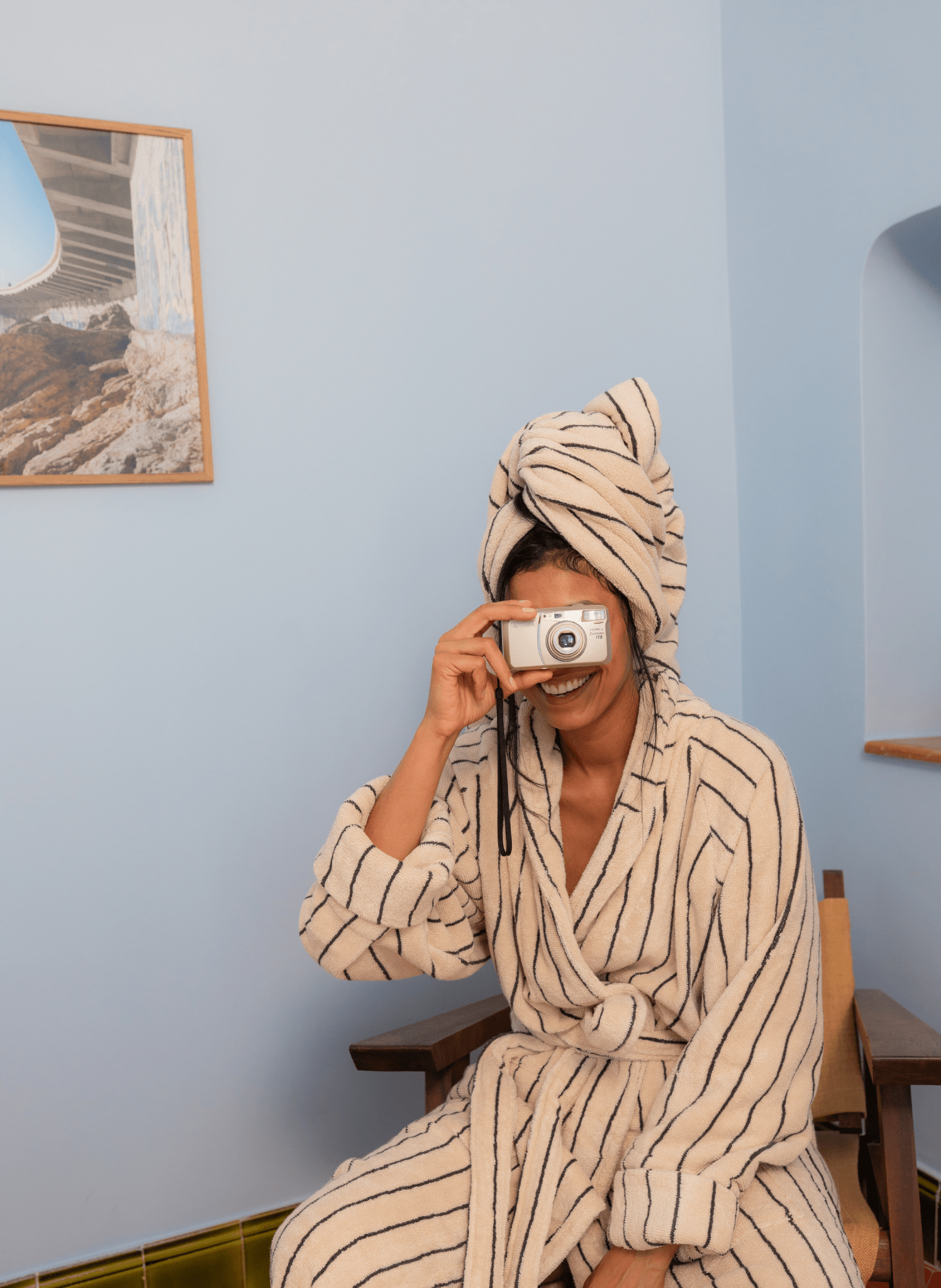 Bongusta Bademantel Naram Creme & Schwarz - hei - kju