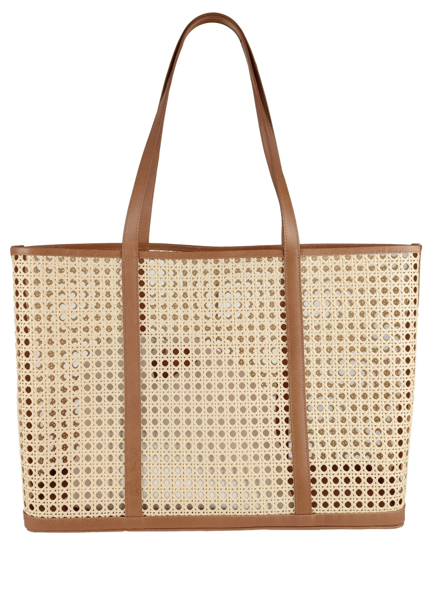 Florence Leather Rattan Tasche mit Leder Details - hei - kju