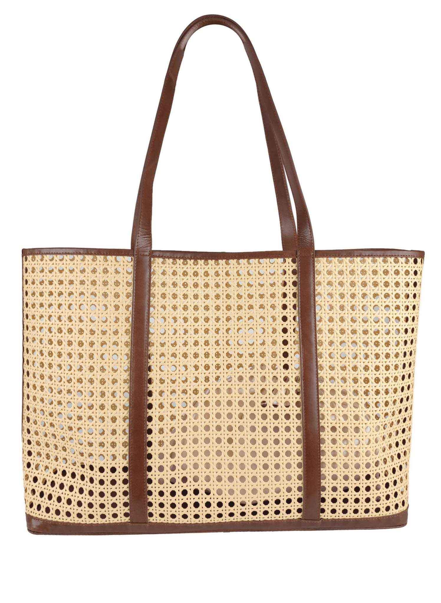 Florence Leather Rattan Tasche mit Leder Details - hei - kju