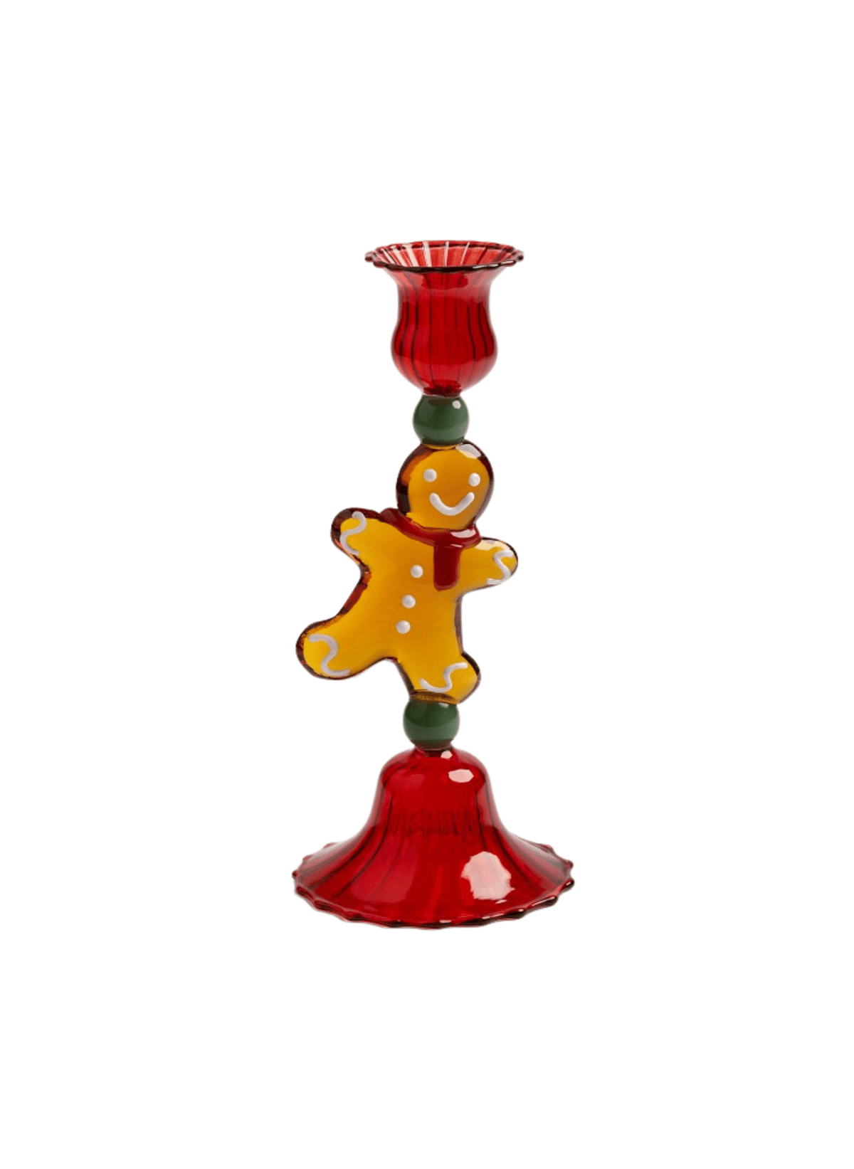 &k amsterdam Mundgeblasener Glas-Kerzenhalter Merry Gingerbread - hei-kju