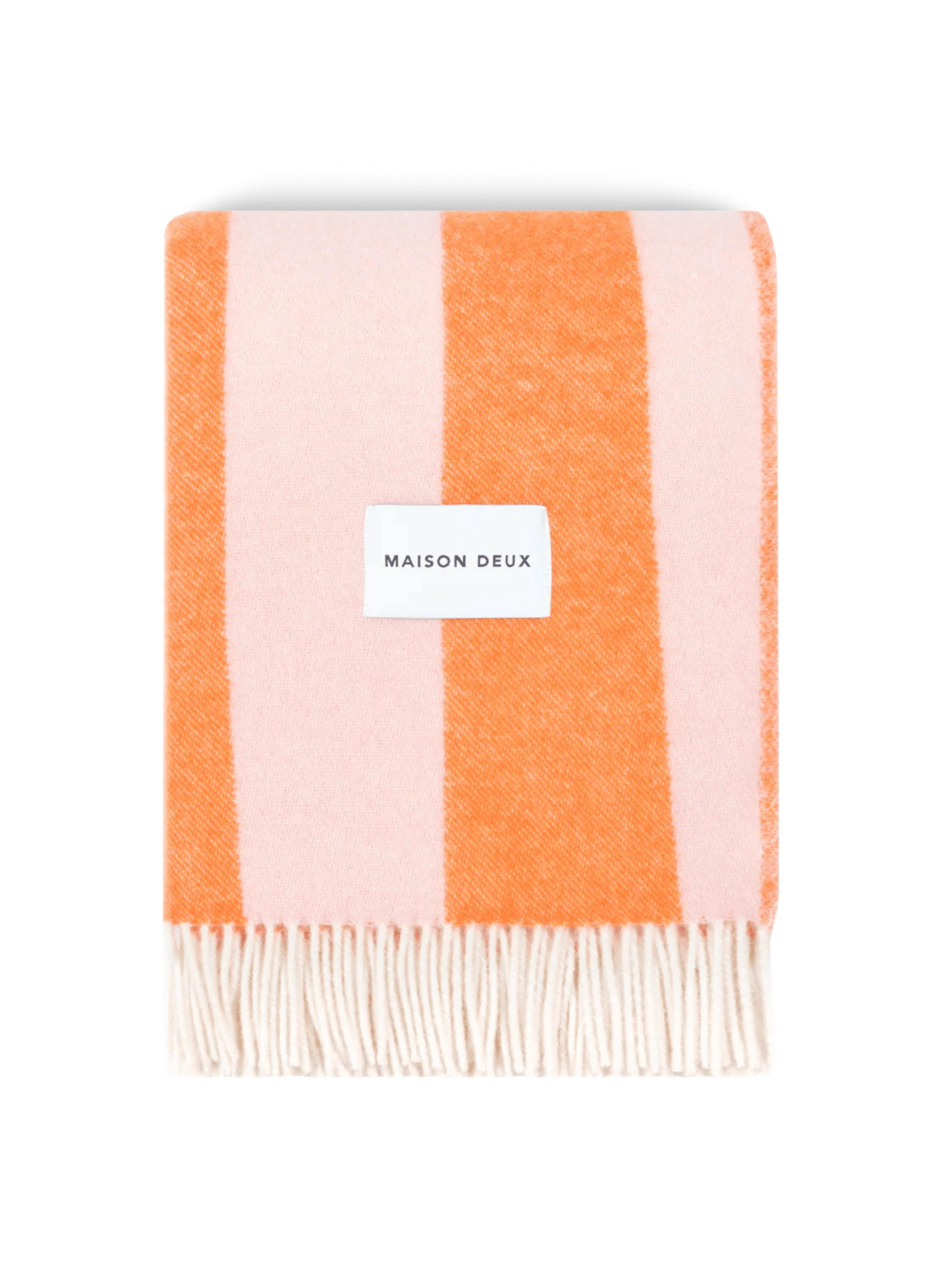 Maison Deux Wolldecke Rough Stripe Rosa Karotte - hei - kju